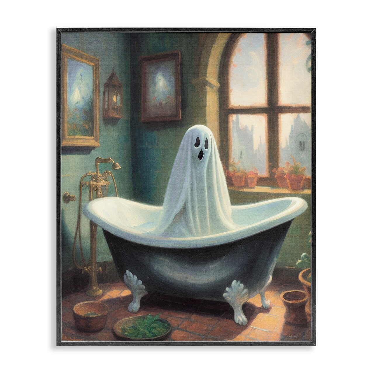 Stupell Industries Ghost Bathing in Tub Framed Giclee By Jo Moulton